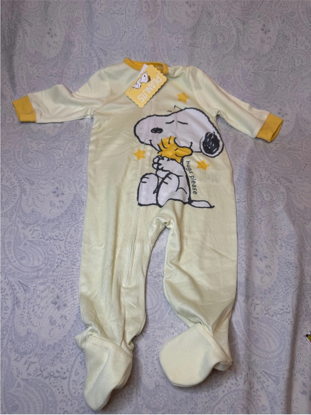 Peanuts Snoopy & Woodstock Yellow Infant Zippered Sleeper